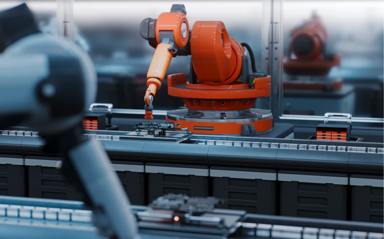 Robot working on production line